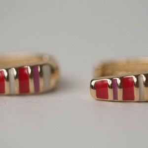 BANANA REPUBLIC Red Gold Huggie Earrings NEW